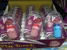 *Carton Containing 144 Maxim Pig Torch Twin Super Bright LED Keyrings