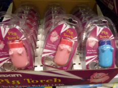 *Carton Containing 144 Maxim Pig Torch Twin Super Bright LED Keyrings