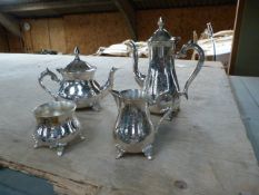 *Silver Plated Four Piece Tea Set Comprising of Teapot, Water Jug, Creamer and Sugar Basin