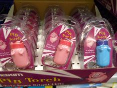 *Carton Containing 144 Maxim Pig Torch Twin Super Bright LED Keyrings