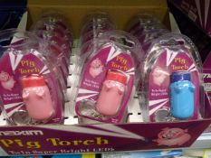 *Carton Containing 144 Maxim Pig Torch Twin Super Bright LED Keyrings