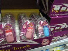 *Carton Containing 144 Maxim Pig Torch Twin Super Bright LED Keyrings