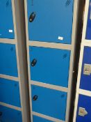 *Bank of Four Blue and Grey Cubicle Lockers