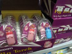 *Carton Containing 144 Maxim Pig Torch Twin Super Bright LED Keyrings