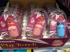 *Carton Containing 144 Maxim Pig Torch Twin Super Bright LED Keyrings