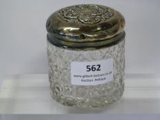 Silver Lidded Glass Trinket Pot
