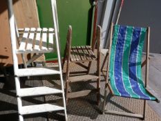 Two Wooden Ladders and a Deck Chair