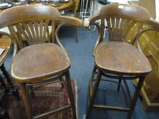 Pair of Bentwood High Seat Barstools