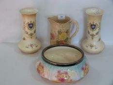Pair of Ducal Vases, a Jug and a Rose Bowl with Plated Rim