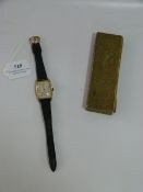 Gents Plated Wristwatch on Leather Strap