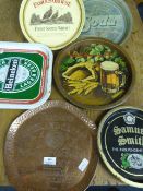 Collection of Brewery Trays Including; an Engraved Copper Tray (Teachers Highland Cream)