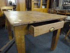 Pine Kitchen Table with Drawer