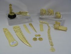 Selection of Ivory Piece Including Carved Necklaces, Shoe Horns, Etc