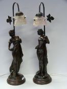 Pair of Lady Figural Table Lamps