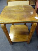 Walnut Two Tier Glass Table