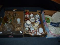 Three Boxes, One of Glassware and Two of Pottery