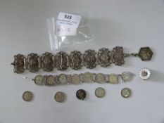 Silver Threepenny Bit Bracelet, Asian Silver Bracelet, Etc