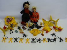 Box Containing Mickey Mouse, Action Man and a Red Vanity Case and Contents