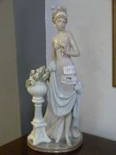Lladro Figurine of a Lady and Jardiniere