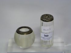 Silver Rimmed Match Striker and Silver Topped Dressing Table Bottle