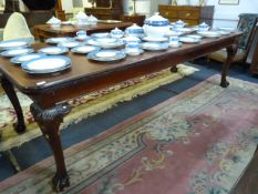 Large Mahogany Dining Table with Cabriole Legs and Ball and Claw Feet