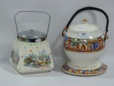 Two Decorative Biscuit Barrels
