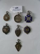 Six Silver Fobs and One Silver Medal