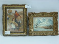 Gilt Framed Print and a Gilt Framed Oil Painting