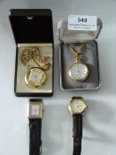 Two Ladies Pocket Watches and Two Wristwatches