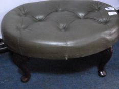 Green Leather Button Footstool