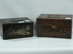 Two Boxes, One Eastern Carved and One Eastern Lacquered