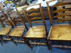Four Ladder Back Dining Chair: Two with Ash Seats and Two Others