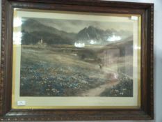 Large Pair of Oak Framed Prints