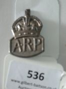 WW2 Silver ARP Lapel Badge