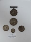 WWI Medal and Silver Coins