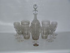 Set of Drinking Glasses with Matching Decanter