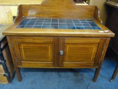 Mahogany Tile Topped Wash Stand with String Inlaid Detail