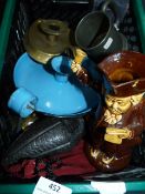 Box of Candlesticks, Pewter, Etc