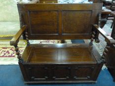 Oak Paneled Monks Bench