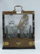 Oak Tantalus with Decanters and Key