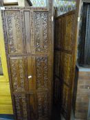 Four Fold Carved Teak Screen
