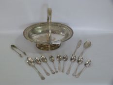 Silver Plated Bread Basket with Cutlery