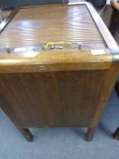 Oak Filing Cabinet with Tambour Top
