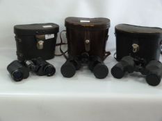 Three Boxed and Cased Set of Binoculars