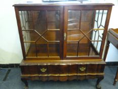 Mahogany Glazed Cabinet with Drawer on Ball and Claw Feet