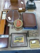 Selection of Ink Wells, Dominoes, Tins, Etc