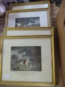 Four Gilt Framed Fox Hunting Prints