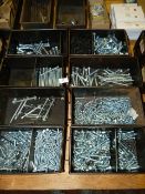 *Six Drawers Containing Containing Assorted Cuphead Squares and Roofing Bolts (Various Sizes)