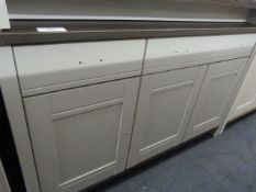 *Grey Sideboard with Darkwood Top with Two Drawers and Three Doors