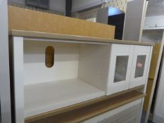 *White TV Unit with Beech Effect Top